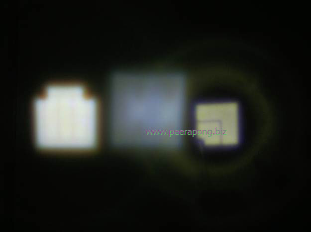 Picture of a comparison from the light of UltraFire Zoom - Genuine and Copy B, C